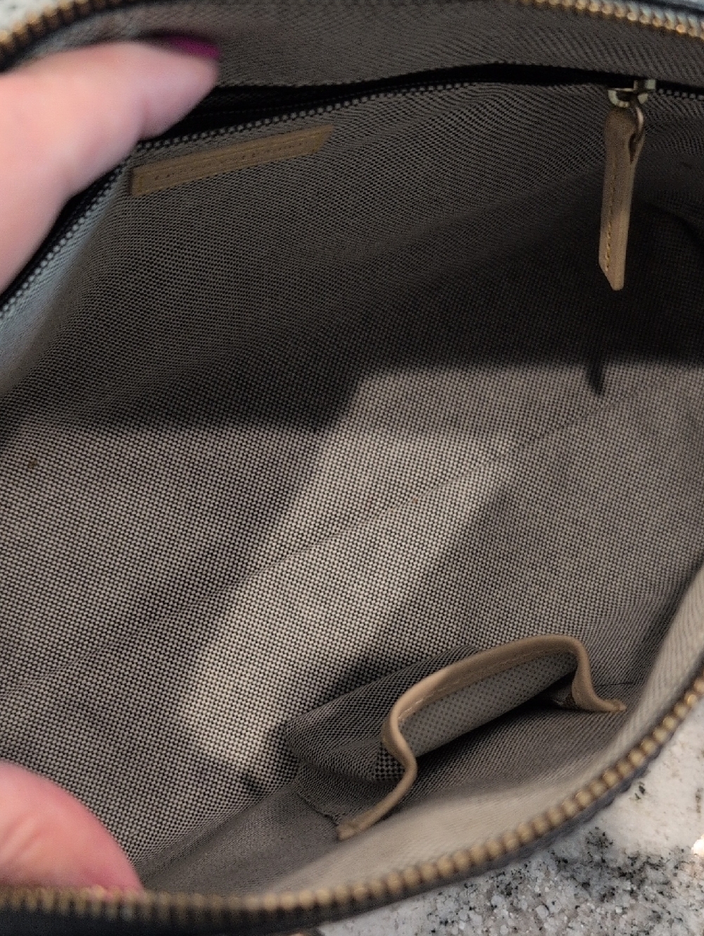 Dooney & Bourke Boston Leather Monogram Satchel with Tan Trim - Picture 2 of 4